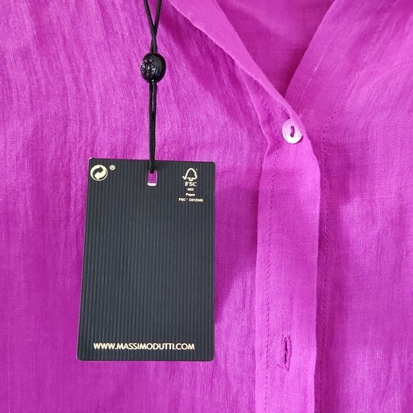 *SOLD* NWT MASSIMO DUTTI | Oversized Ramie Shirt Button Down Purple Sz XS - Picture 4 of 6